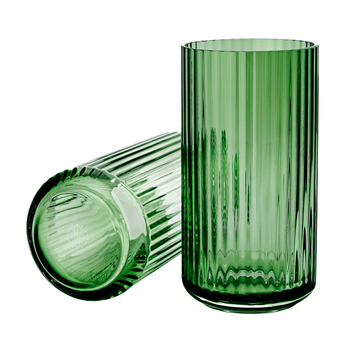 Lyngby Porcelain Glass Vases - Green, H: 15.0
