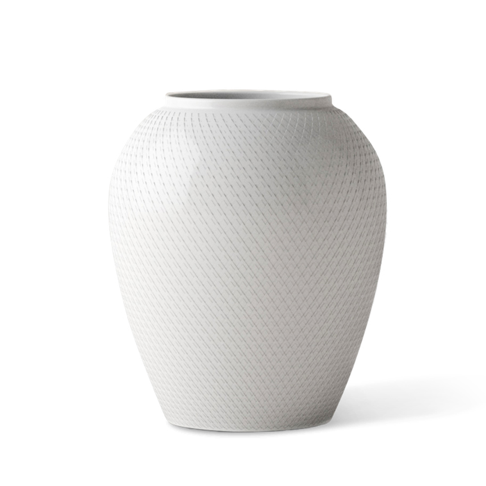 Lyngby Rhombe Vase, White, H: 9.8