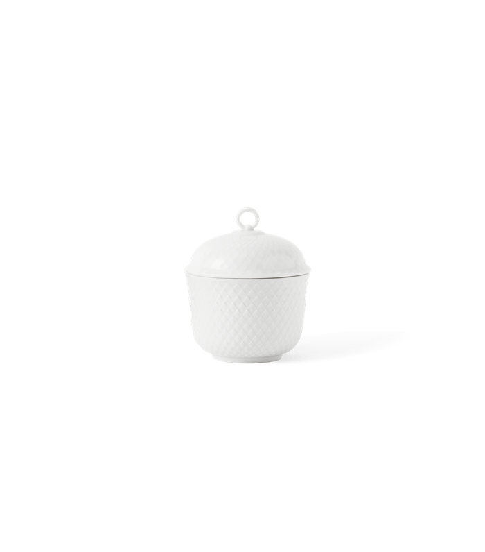 Lyngby Porcelæn Rhombe White Serveware - Sugar Bowl, H: 4.2