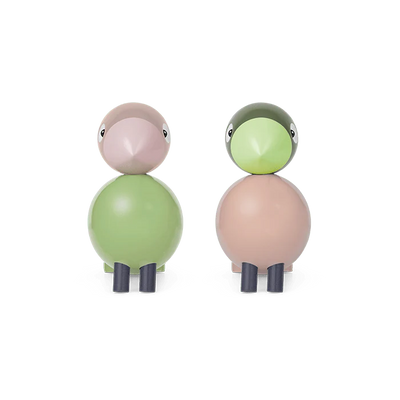 Kay Bojesen Lovebirds - H3.5" light green/rose, 1 set