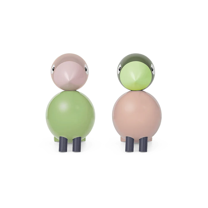 Kay Bojesen Lovebirds - H3.5" light green/rose, 1 set