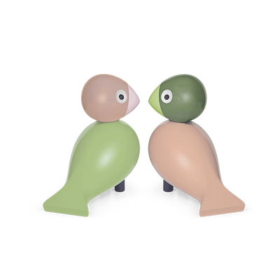 Kay Bojesen Lovebirds - H3.5" light green/rose, 1 set
