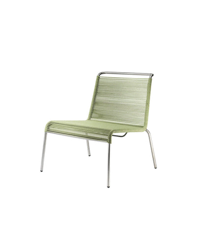 FDB Møbler M20L - Teglgaard - Lounge Cord Chair Stainless Steel Metal Colored Brushed Green Mixed by Salto & Sigsgaard