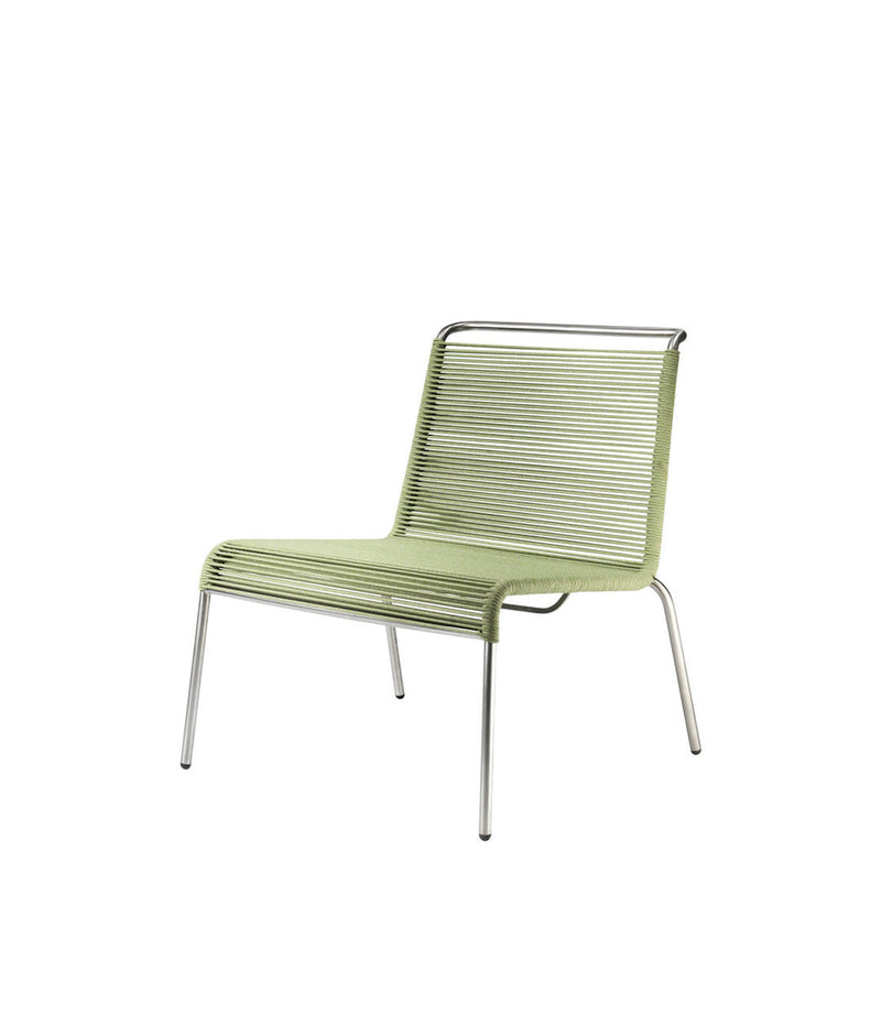 FDB Møbler M20L - Teglgaard - Lounge Cord Chair Stainless Steel Metal Colored Brushed Green Mixed by Salto & Sigsgaard