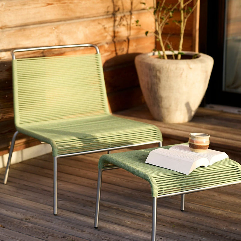 FDB Møbler M20L - Teglgaard - Lounge Cord Chair Stainless Steel Metal Colored Brushed Green Mixed by Salto & Sigsgaard