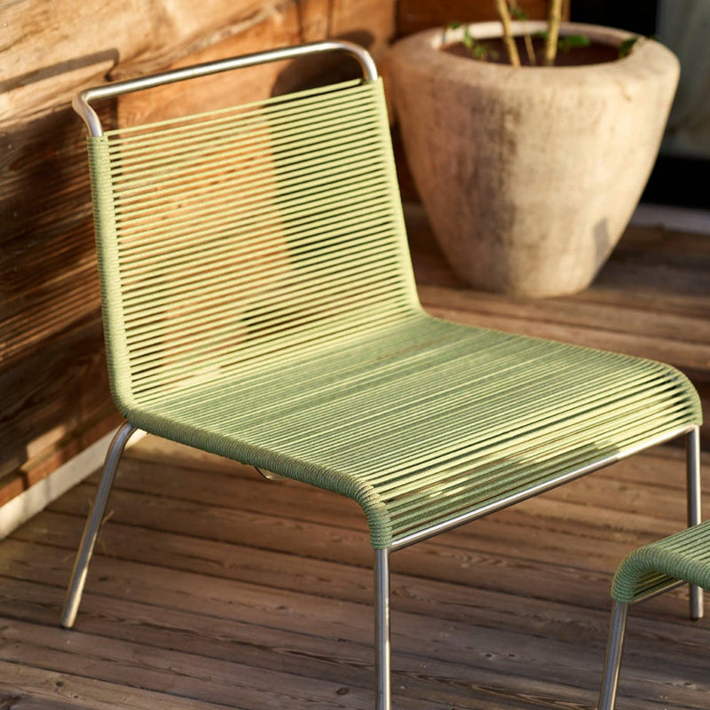 FDB Møbler M20L - Teglgaard - Lounge Cord Chair Stainless Steel Metal Colored Brushed Green Mixed by Salto & Sigsgaard