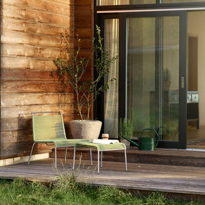 FDB Møbler M20L - Teglgaard - Lounge Cord Chair Stainless Steel Metal Colored Brushed Green Mixed by Salto & Sigsgaard