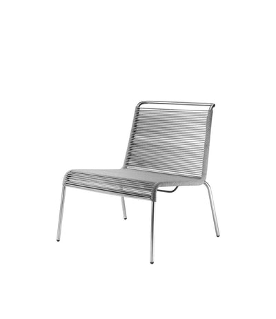 FDB Møbler M20L - Teglgaard - Lounge Cord Chair Stainless Steel Metal Colored Brushed Light Grey Mixed by Salto & Sigsgaard