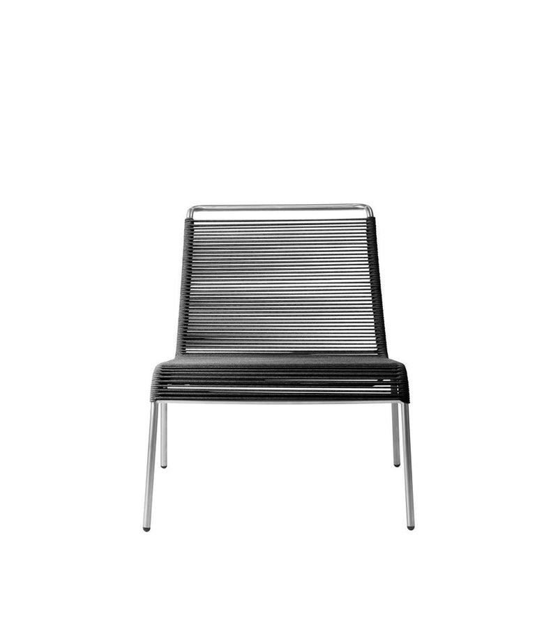 FDB Møbler M20L - Teglgaard - Lounge Cord Chair Stainless Steel Metal Colored Brushed Black RT-020 by Salto & Sigsgaard