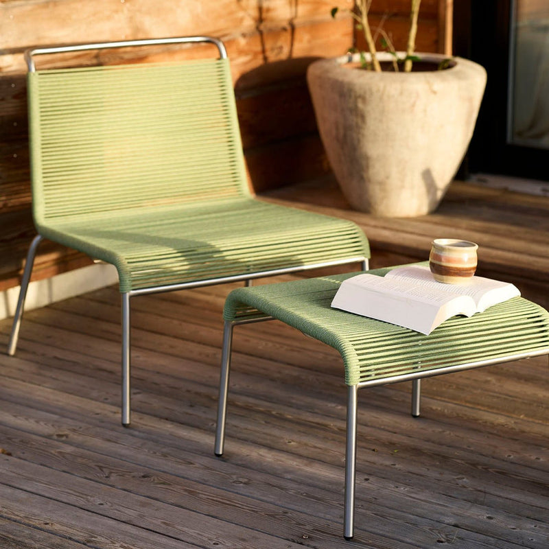 FDB Møbler M20S - Teglgaard - Cord Footrest Stainless Steel Metal Colored Brushed Green Mixed by Salto & Sigsgaard
