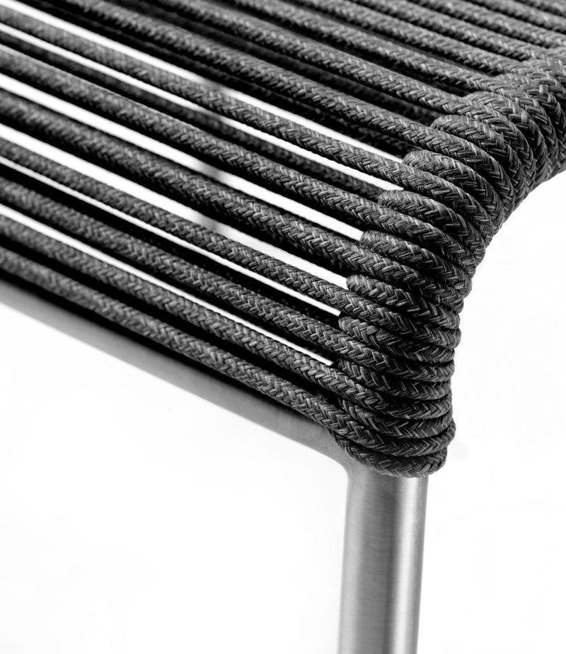 FDB Møbler M20S - Teglgaard - Cord Footrest Stainless Steel Metal Colored Brushed Black RT-020 by Salto & Sigsgaard