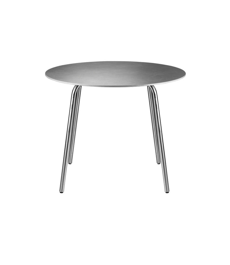 FDB Møbler M21 - Teglgaard - Garden Table Stainless Steel Metal Colored Untreated Stone Ø90c by Salto & Sigsgaard