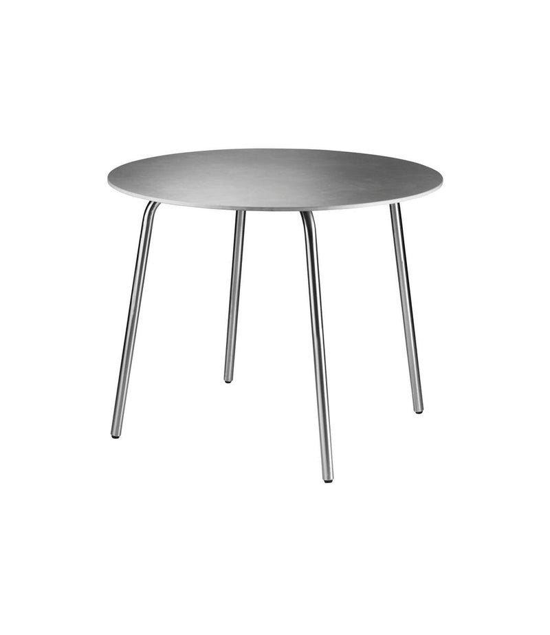 FDB Møbler M21 - Teglgaard - Garden Table Stainless Steel Metal Colored Untreated Stone Ø90c by Salto & Sigsgaard