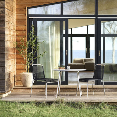 FDB Møbler M21 - Teglgaard - Garden Table Stainless Steel Metal Colored Untreated Stone Ø90c by Salto & Sigsgaard