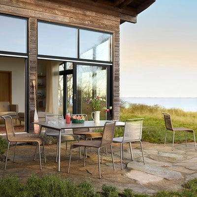 FDB Møbler M21 - Teglgaard - Garden Table Stainless Steel Metal Colored Untreated Stone 90x1 by Salto & Sigsgaard