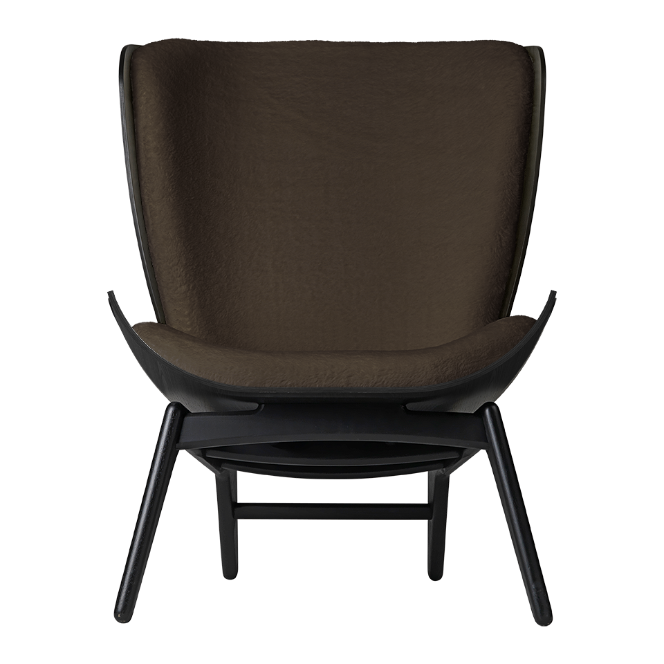 UMAGE The Reader Wing Chair, Black Oak - Teddy Brown, Teddy Bear Fabric