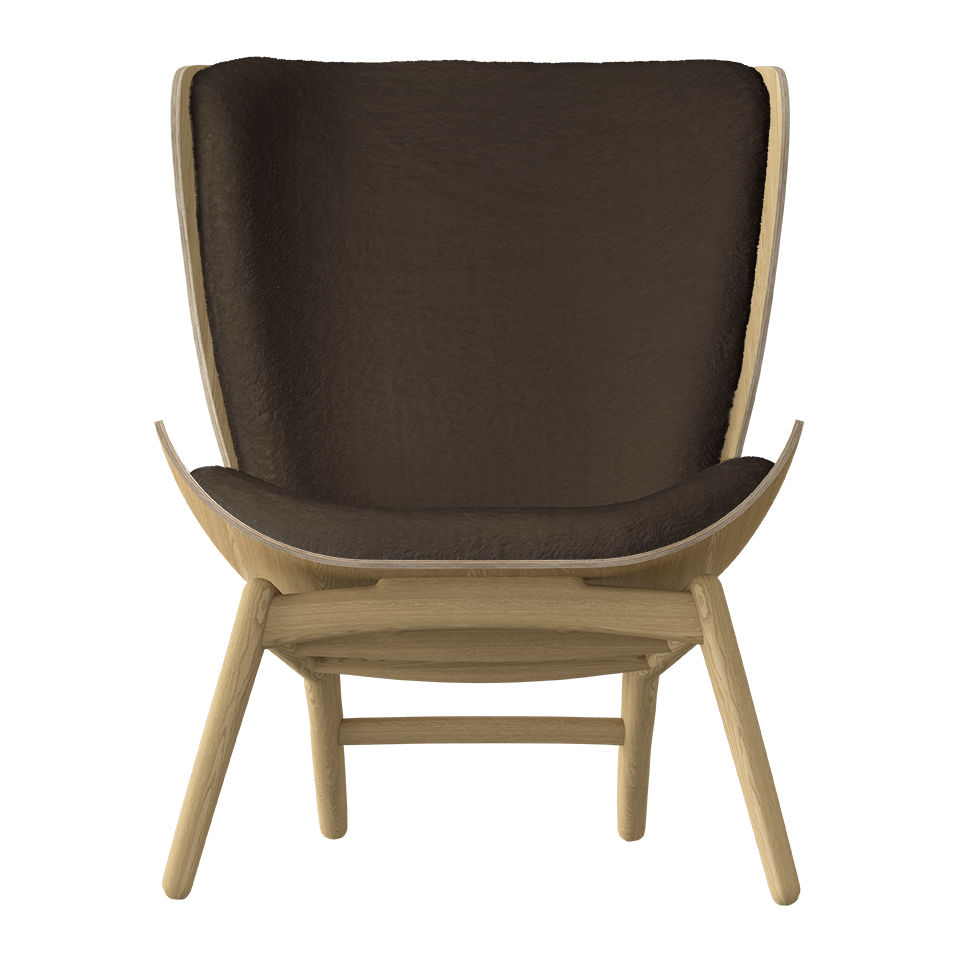 UMAGE The Reader Wing Chair, Oak - Teddy Brown, Teddy Bear Fabric