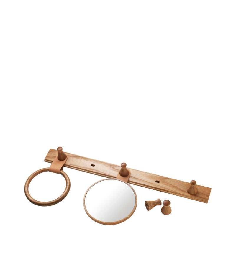 FDB Møbler Q3 - Allé - Coat Hooks 36 x 6 cm (5 Hooks) Oak Nature Lacquered by Philip Bro