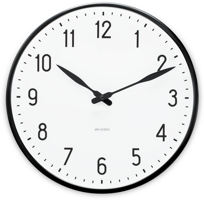 Arne Jacobsen Station Wall Clock White/Black - Large, Ø: 11.4