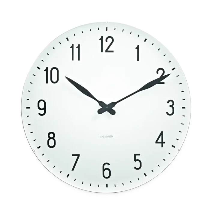Arne Jacobsen Station Wall Clock White/Black - Extra Large, Ø: 18.9