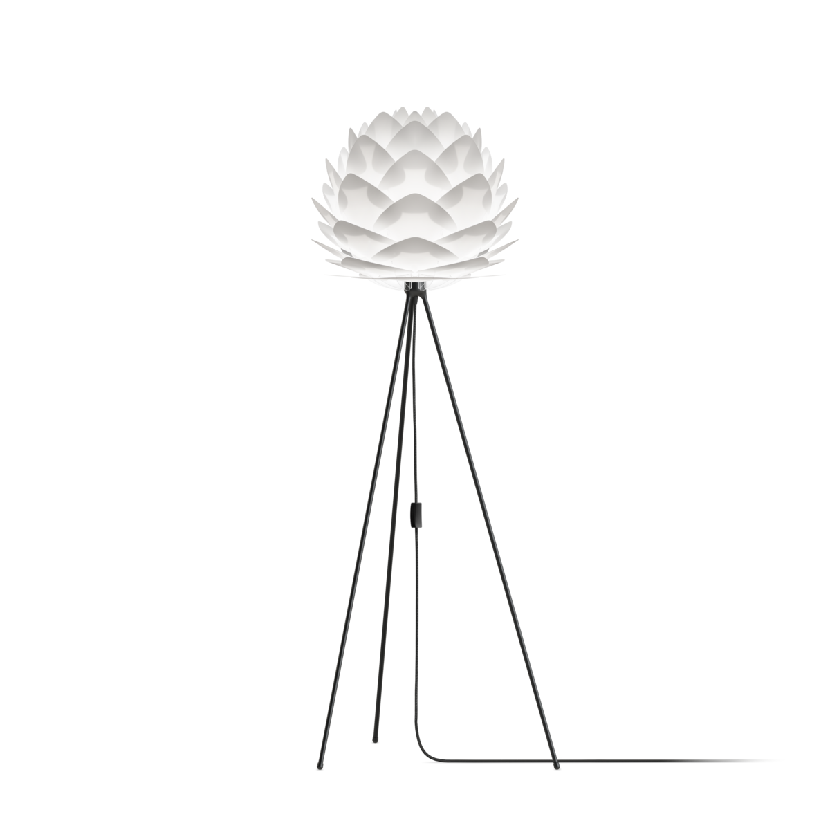 UMAGE Silvia White Tripod Floor Lamp, Medium Lampshade - with Black Base