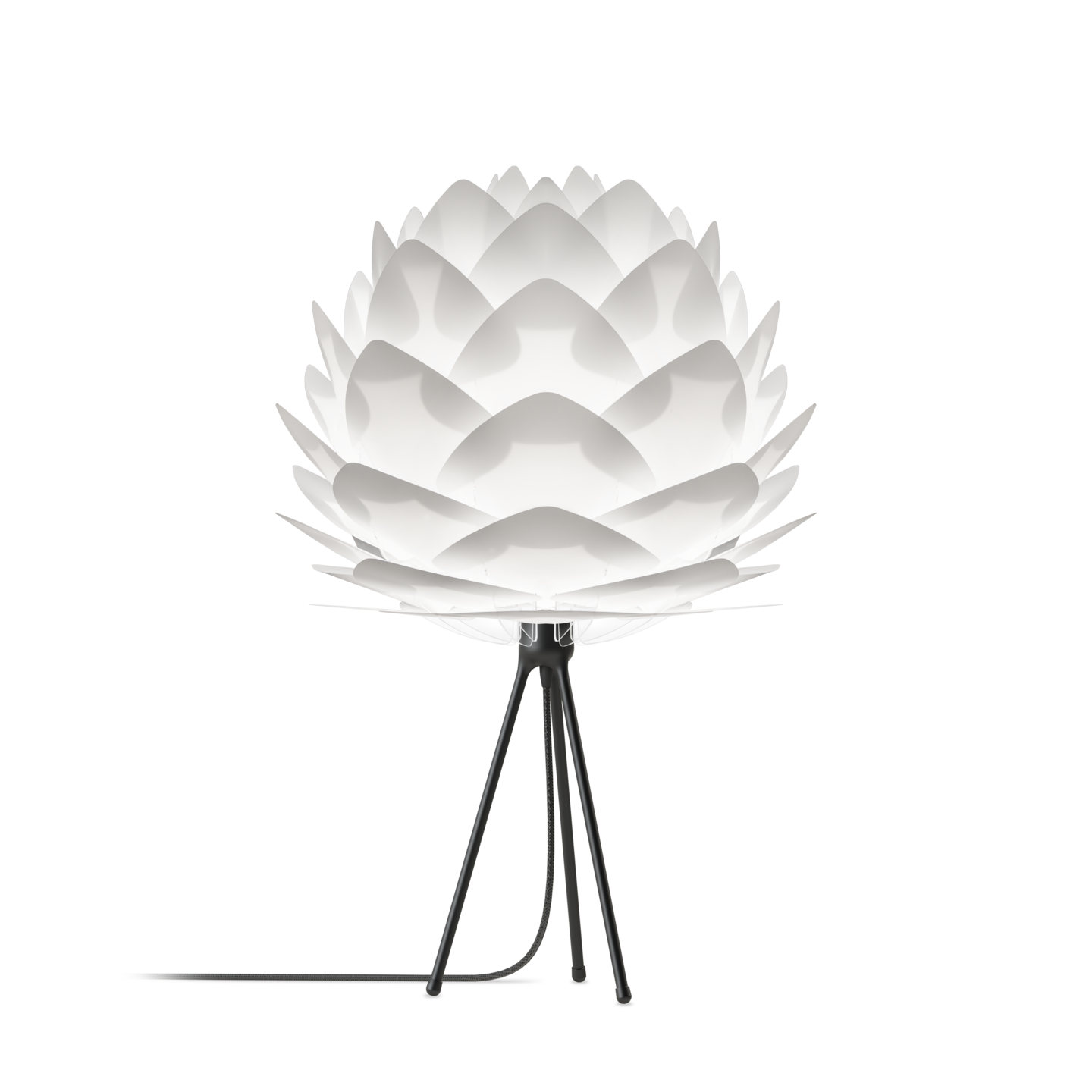 UMAGE Silvia White Tripod Table Lamp, Medium Lampshade - with Black Base