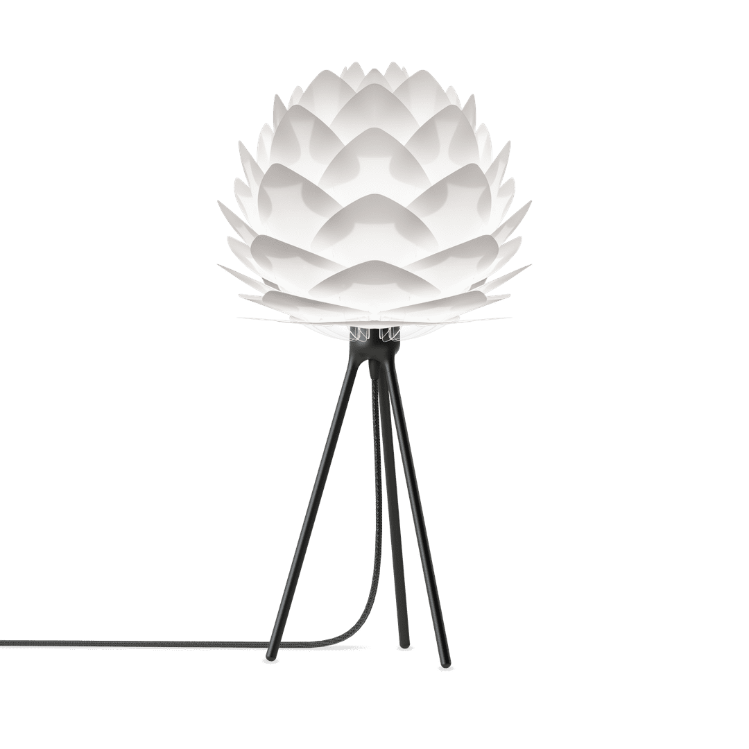UMAGE Silvia White Tripod Table Lamp, Mini Lampshade - with Black Base