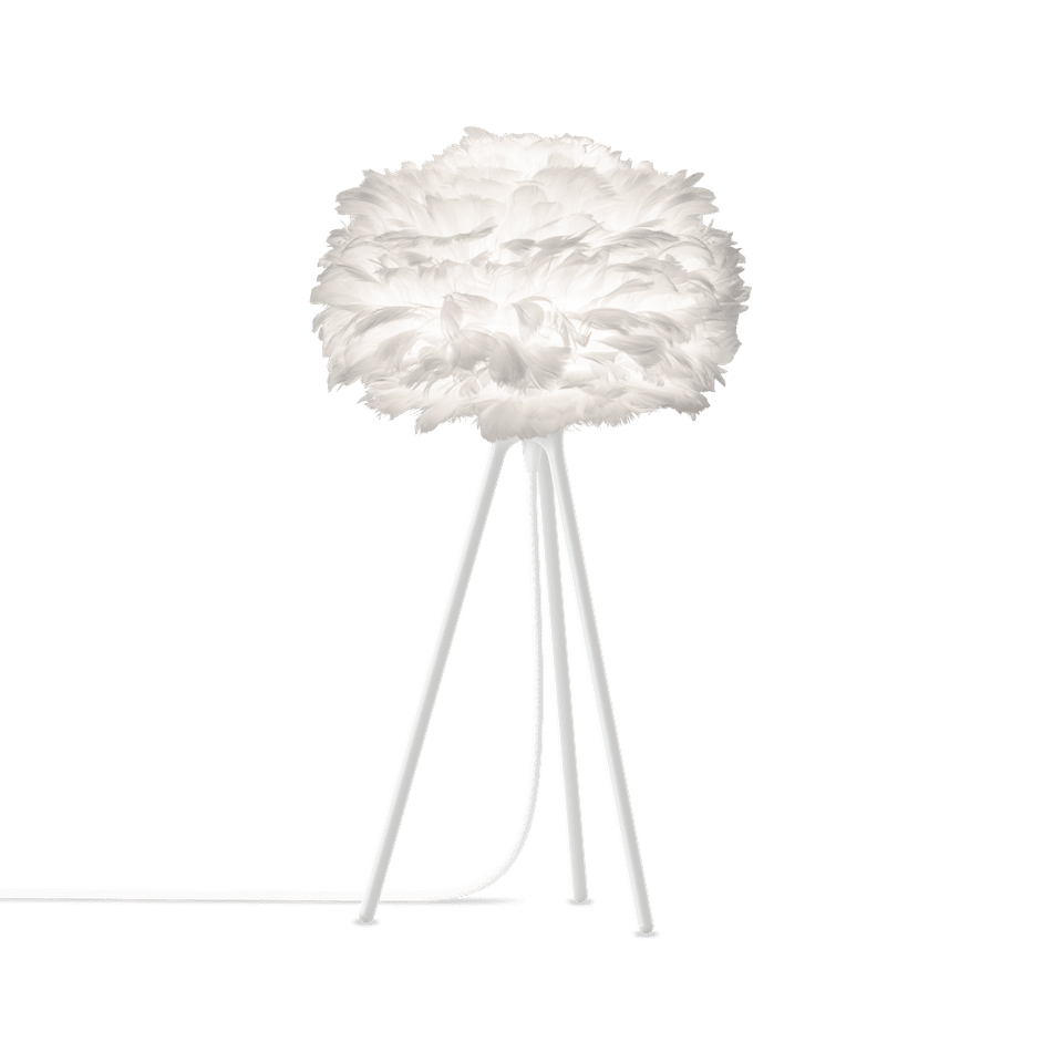 UMAGE Eos Tripod Table Lamp, White Lampshade - Mini with White Base