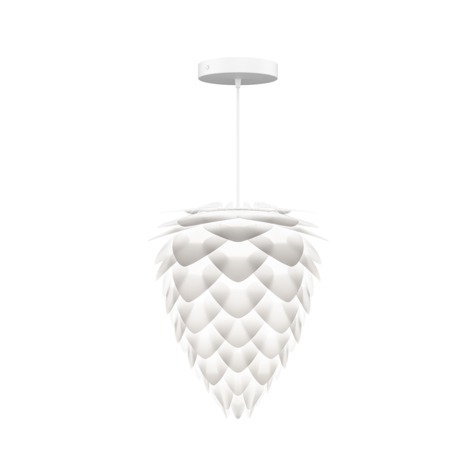 UMAGE Conia White Hardwired Pendant, Mini - with Black Cord