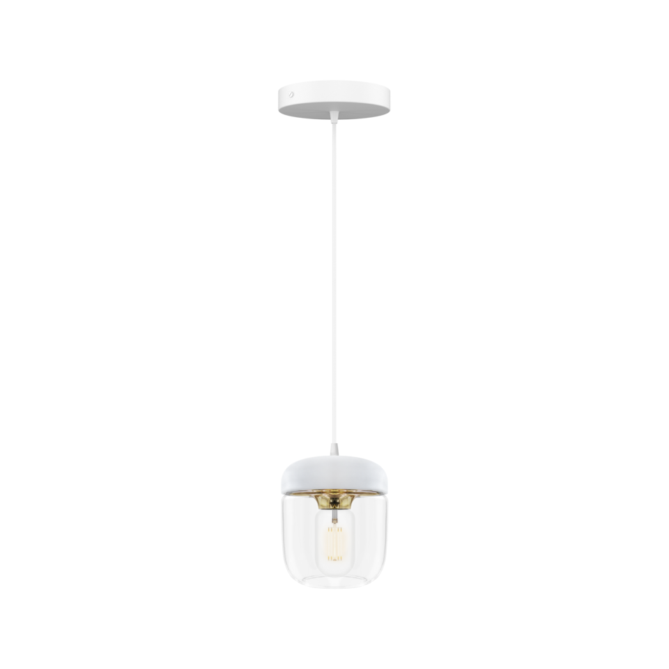 UMAGE Acorn Hardwired Pendant with LED Bulb - White Brass with White Cord