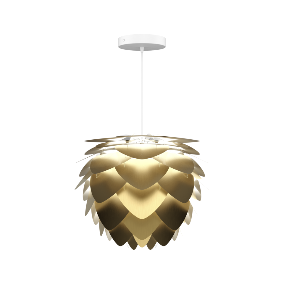 UMAGE Aluvia Hardwired Pendant, Mini Lampshade - Pearl White with White Cord