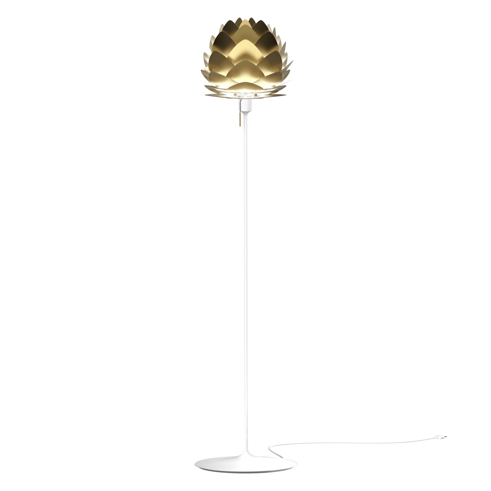 UMAGE Aluvia Mini Santé Floor Lamp, Brushed Brass - with White Base