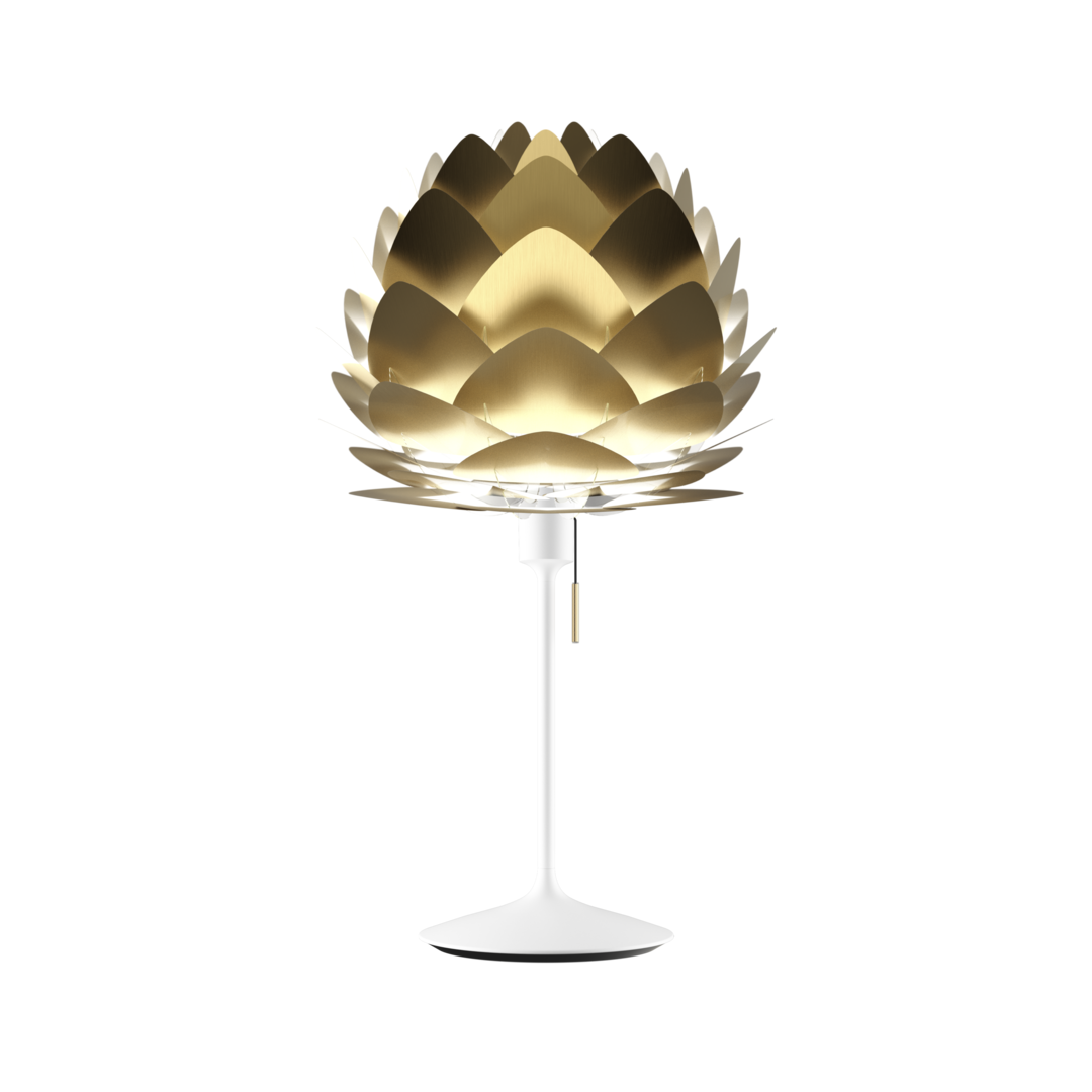 UMAGE Aluvia Mini Santé Table Lamp, Brushed Brass - with White Base