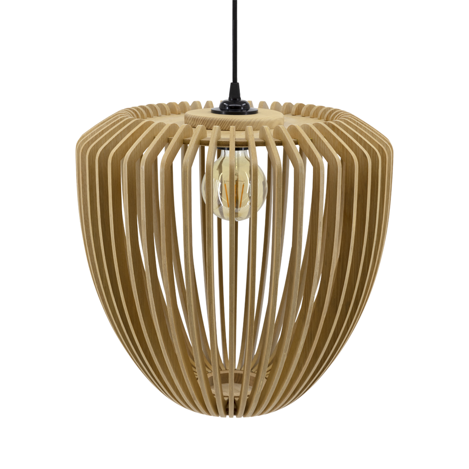 UMAGE Clava Wood Hardwired Pendant Lampshade - Oak with White Cord