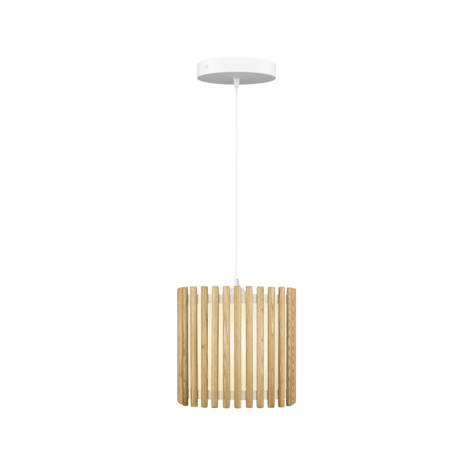 UMAGE Komorebi Hardwired Pendant, Square, Oak - with White Cord, Medium