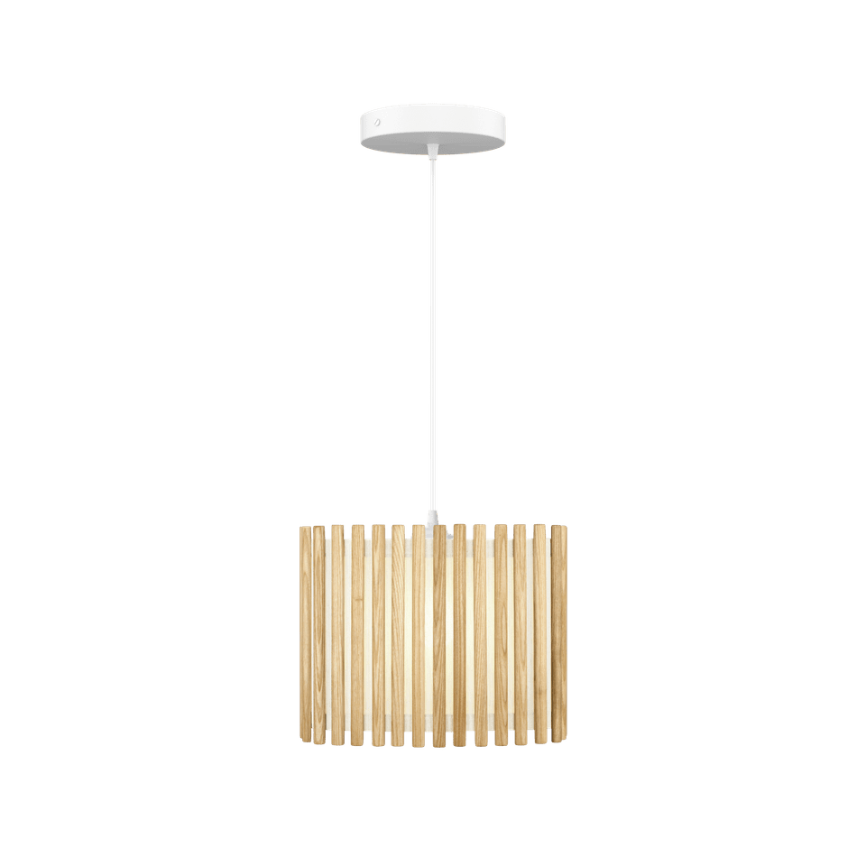 UMAGE Komorebi Hardwired Pendant, Rectangular, Oak - with White Cord, Medium