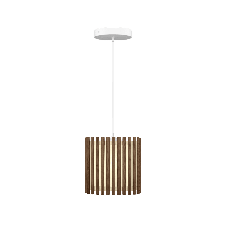 UMAGE Komorebi Hardwired Pendant, Square, Dark Oak - with White Cord, Medium