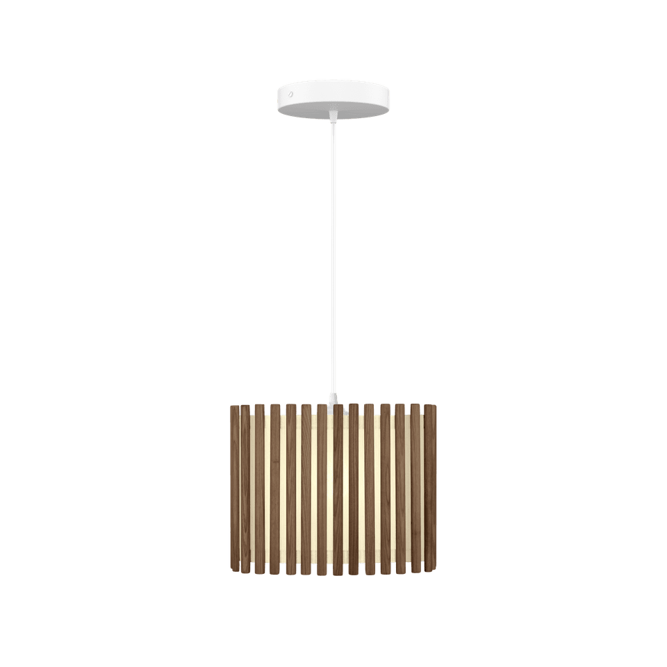 UMAGE Komorebi Hardwired Pendant, Rectangular, Dark Oak - with White Cord, Medium