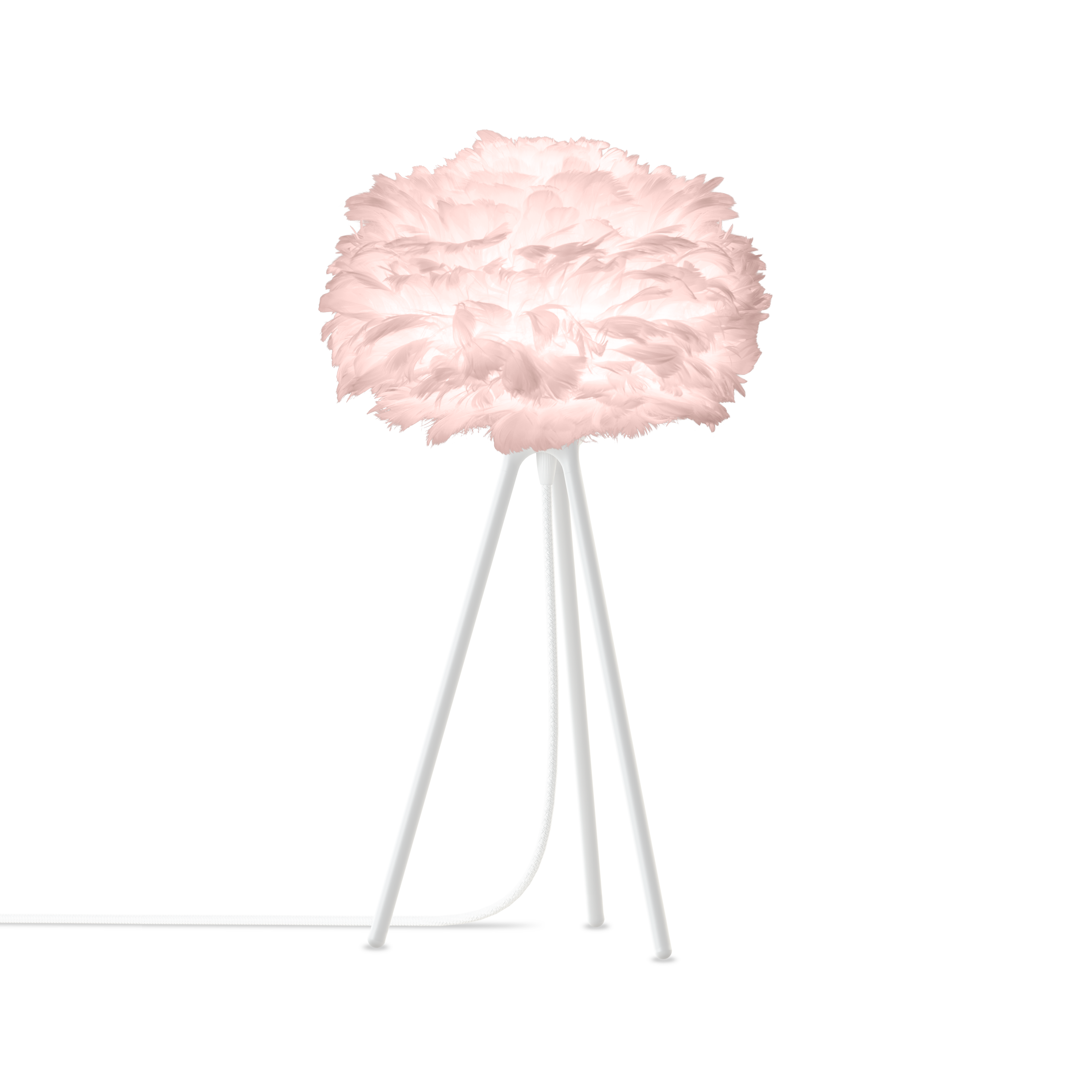 UMAGE Eos Tripod Table Lamp, Light Rose Lampshade - Mini with White Base