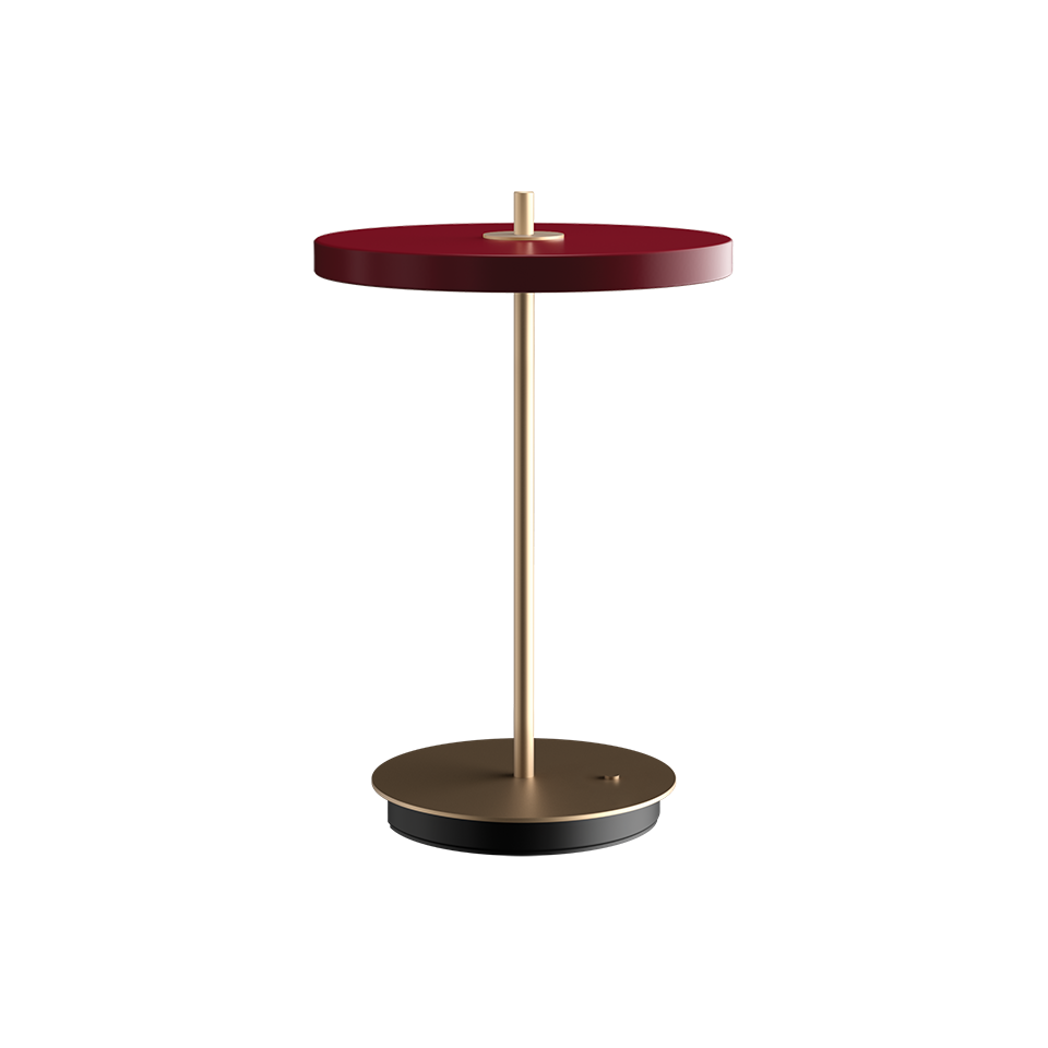 UMAGE Asteria Move Portable Lamp - Ruby Red, Brass Base