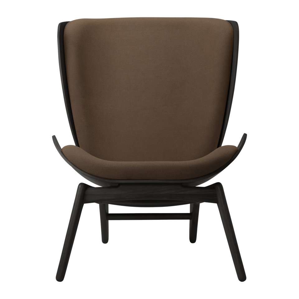 UMAGE The Reader Wing Chair, Black Oak - Mocca, Horizons Textile