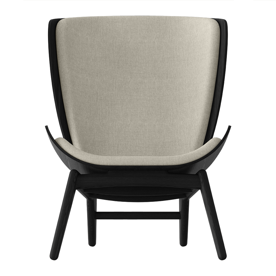 UMAGE The Reader Wing Chair, Black Oak - White Sands, Horizons Textile