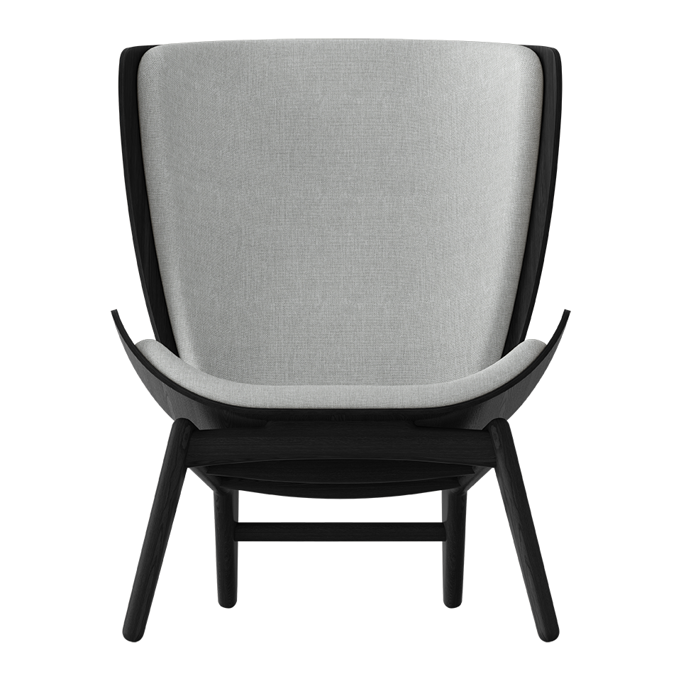 UMAGE The Reader Wing Chair, Black Oak - Sterling, Horizons Textile