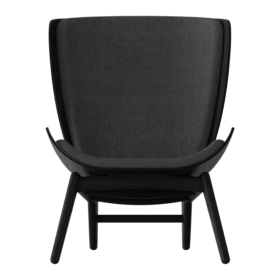 UMAGE The Reader Wing Chair, Black Oak - Shadow, Horizons Textile
