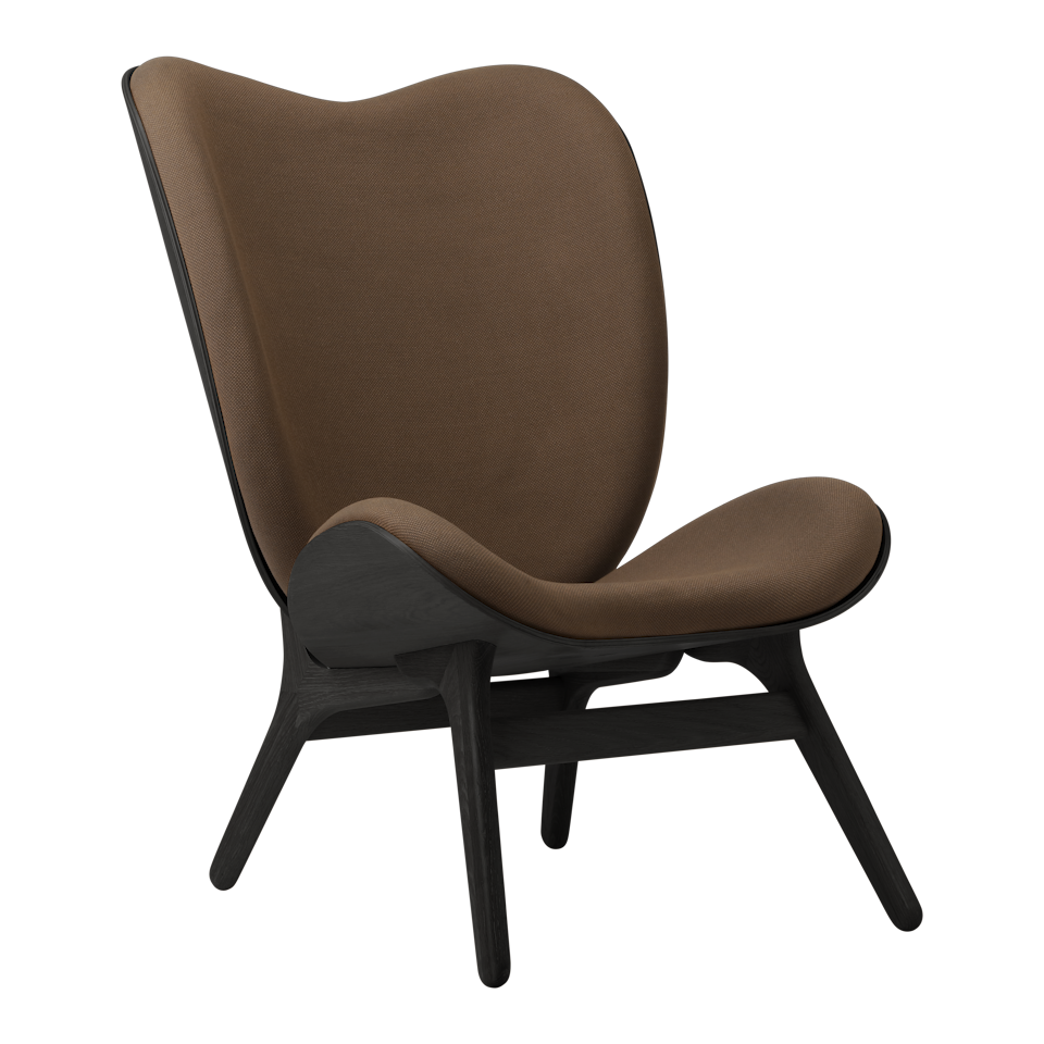 UMAGE A Conversation Piece Lounge Chair, Tall, Black Oak - Mocca, Horizons Textile
