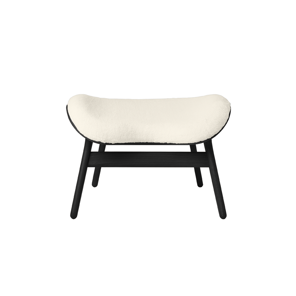 UMAGE A Conversation Piece Ottoman, Black Oak - Teddy White, Teddy Bear Fabric