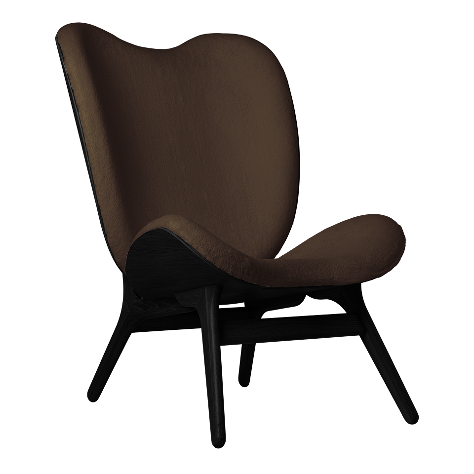 UMAGE A Conversation Piece Lounge Chair, Tall, Black Oak - Teddy Brown, Teddy Bear Fabric