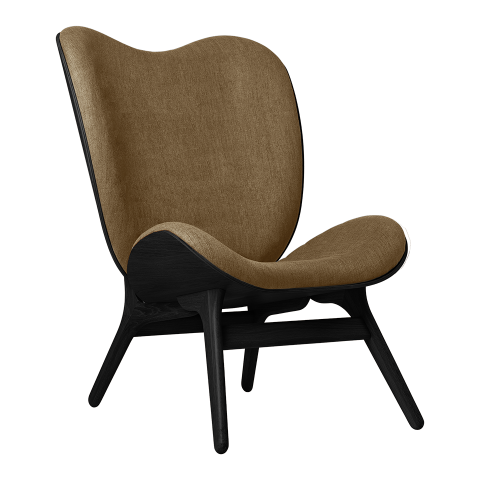 UMAGE A Conversation Piece Lounge Chair, Tall, Black Oak - Sugar Brown, Horizons Textile