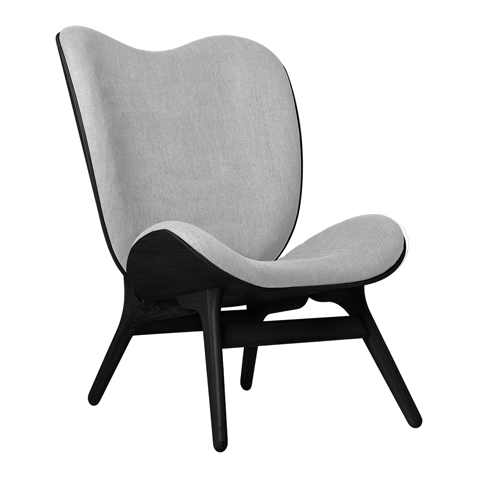 UMAGE A Conversation Piece Lounge Chair, Tall, Black Oak - Sterling, Horizons Textile