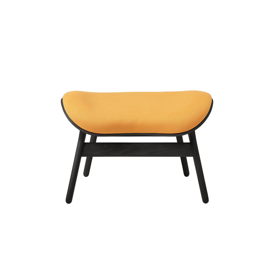 UMAGE A Conversation Piece Ottoman, Black Oak - Tangerine, Horizons Textile